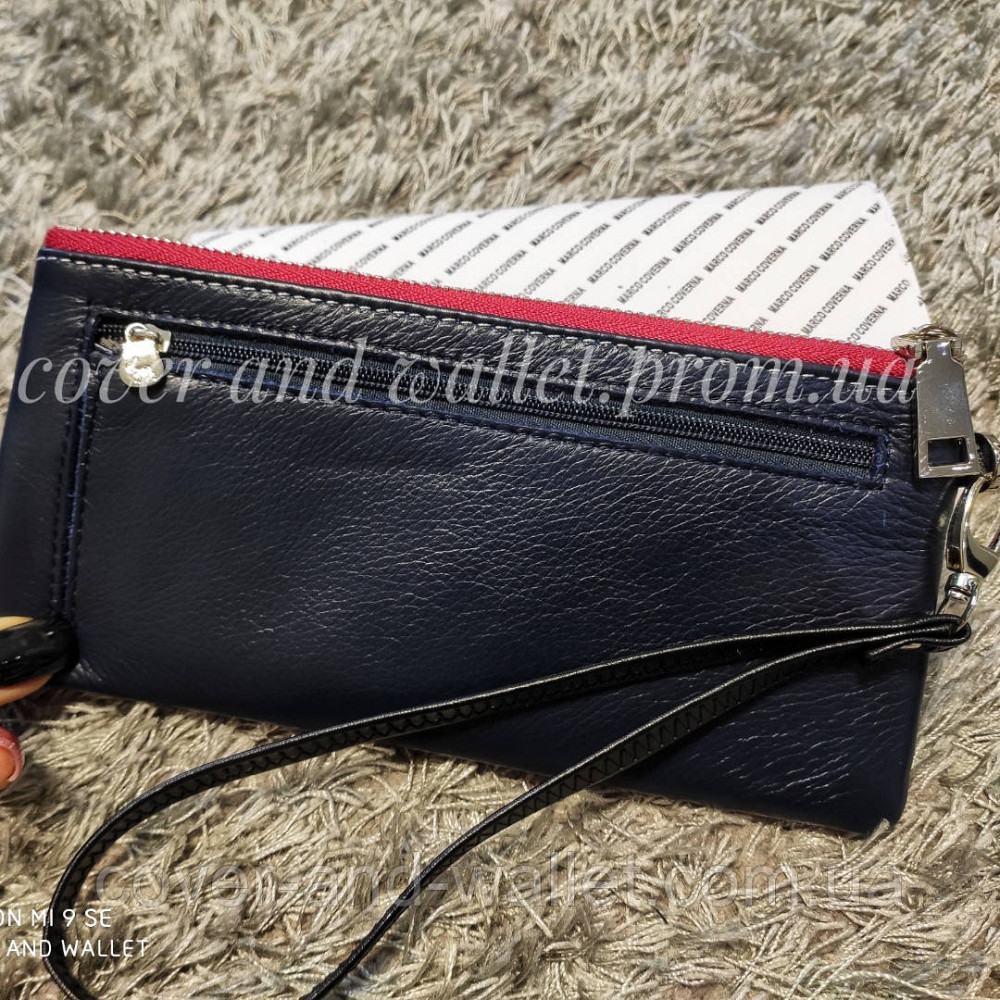 Тонкий кожаный женский кошелек клатч на молнии с ремешком Marco Coverna 88806 Киев - изображение 2