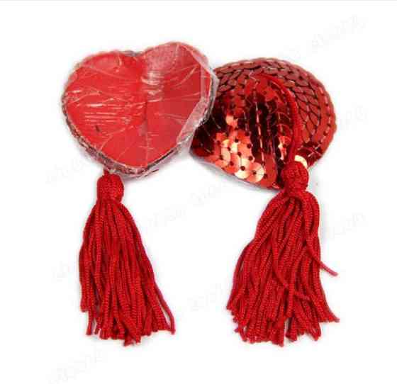 Наклейки на груди з паєтками та кісточками 5 на 4,5 см червоний Київ