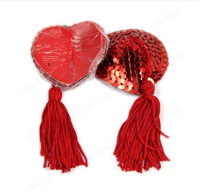 Наклейки на груди з паєтками та кісточками 5 на 4,5 см червоний Київ - фото 4