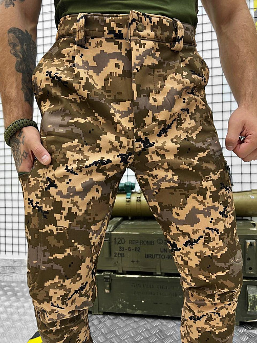 Штаны пиксель на флисе зимние теплые тактические анатомический крой Одесса - изображение 5