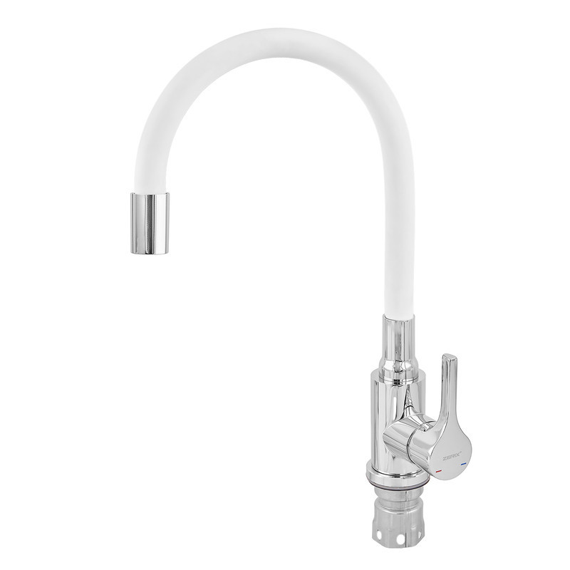 Змішувач для кухні Zerix Rex-011 Chrome Refl.White з нержавіючої сталі (Колір хром+силіконовий вилив білий) (ZX6129)   ( 21955 ) Харків - фото 4