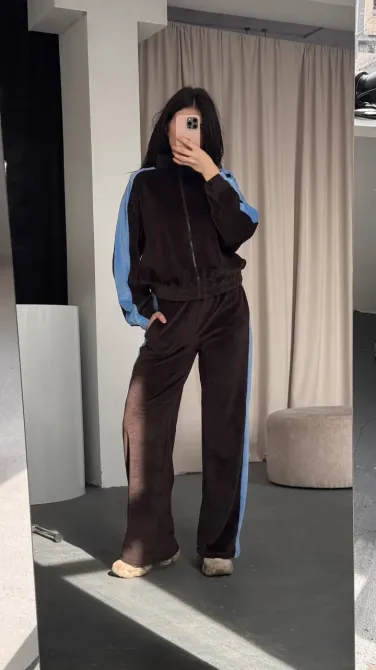 Женский велюровый костюм 2-ка - регулируемые брюки (джоггеры/палаццо) Одесса - изображение 9