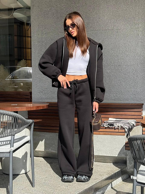 Женский теплый костюм на флисе Черный 42/46 Харьков - изображение 1