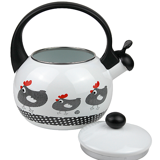 Чайник 2,2л емальований зі свистком з малюнком "пташки" білий KAMILLE Житомир - фото 5