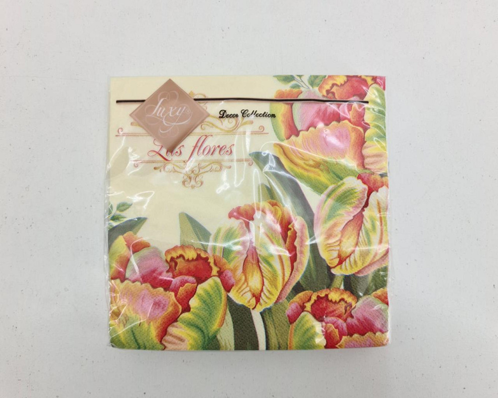 Бумажная салфетка цветочной тематики (ЗЗхЗЗ, 20шт) Luxy  Красочный цвет тюльпанов (2085) (1 пачка) Харьков - изображение 2