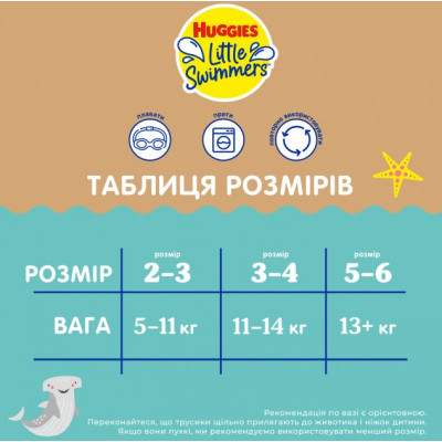 Підгузки Huggies Little Swimmers Розмір 5-6 багаторазові для плавання 1 шт (5029053583068) Вінниця - фото 9