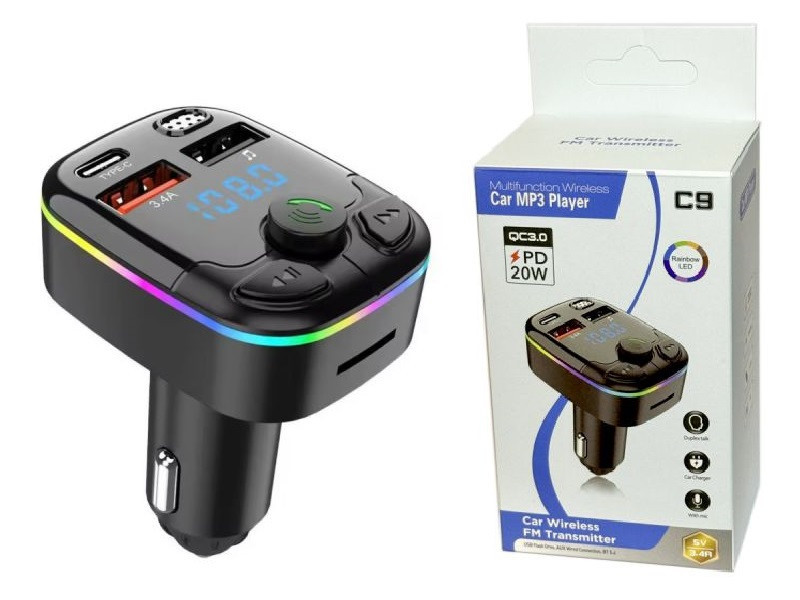 Автомобильное зарядное устройство FM-модулятор C9 MP3 Player/Bluetooth/Type-C/USB QC3.0 12/24V Харьков - изображение 1