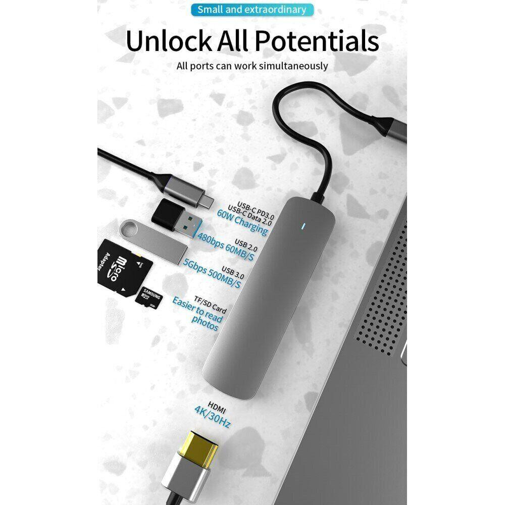 USB Type-C к HDMI-4K концентратор-разветвитель Док-станция для ноутбука с адаптером PD SF RJ45 Thunderbolt 3 для Macbook Air M Киев - изображение 10