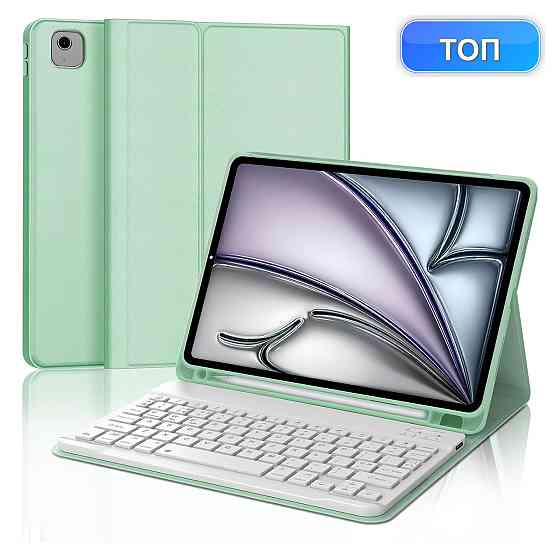 Клавіатурний чохол SENGBIRCH для iPad Air 11 M3 2025/M2 2024 Світло-зелений QWERTY знімна Bluetooth клавіатура Київ