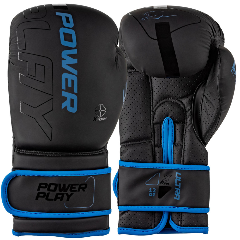 Боксерські рукавиці PowerPlay 3024 Ultra Mat Чорно-Темно сині 8 унцій Каменское - изображение 1