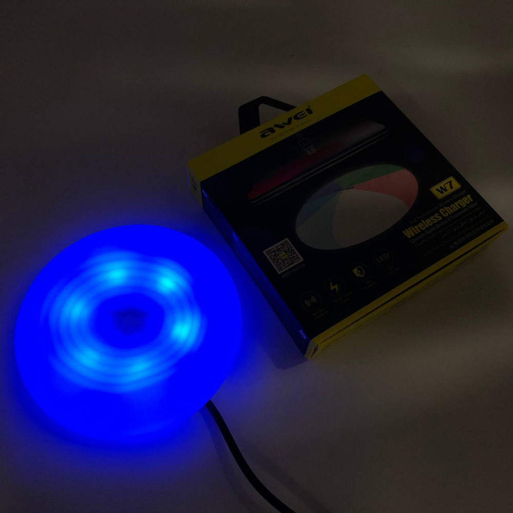 Бездротова зарядка з підсвічуванням 7 кольорів 10W 7 COLOR Awei W7 + WIRELESS CHARGE XD-91 Львів - фото 10