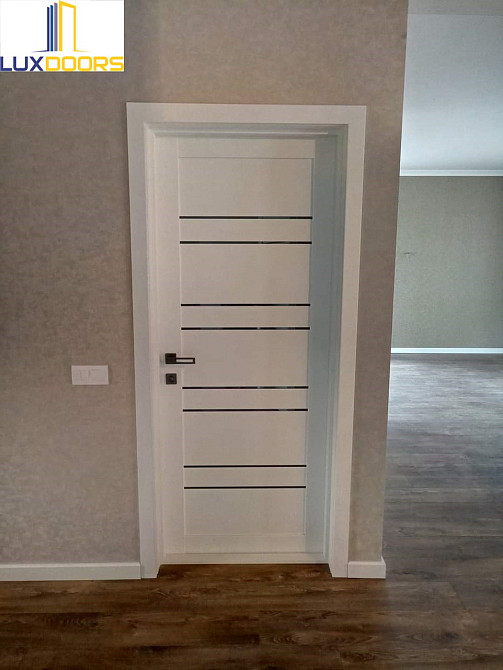 Двери Дублин Белый Полотно с черным стеклом, покрытие VINIL Киев - изображение 2