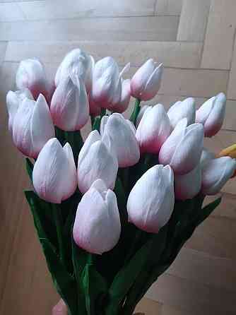 Штучні тюльпани букет інтер’єрний декор 5 штук бежево-рожевий Київ