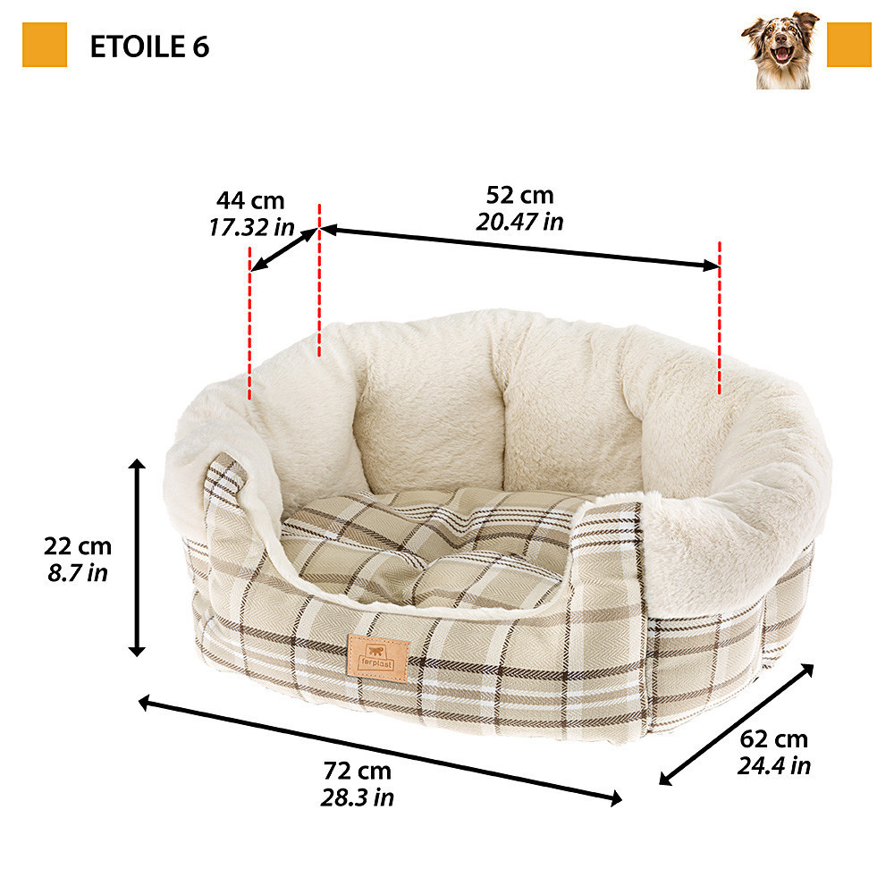 Ліжка - диван для котів і собак Ferplast Etoile (Ферпласт Етойл) 72 x 62 x h 22 см - ETOILE 6, Синій Запоріжжя - фото 2