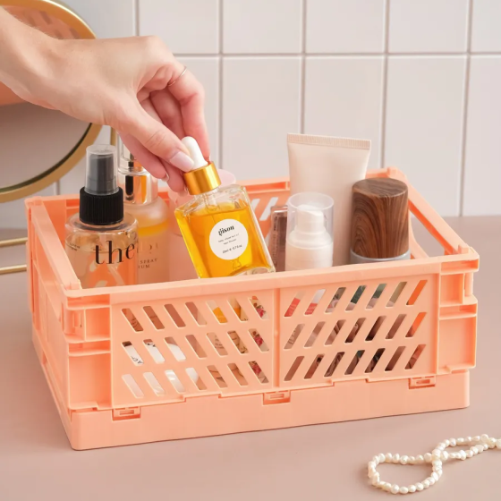 Кошик із пластику з ручками, контейнер для зберігання дрібниць, 25.5×15×9.7см, помаранчевий Кам'янець-Подільський