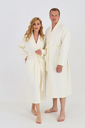 Чоловічий вафельний халат Ideal Textile ХХXL ваніль (56860529) Чернівці - фото 6