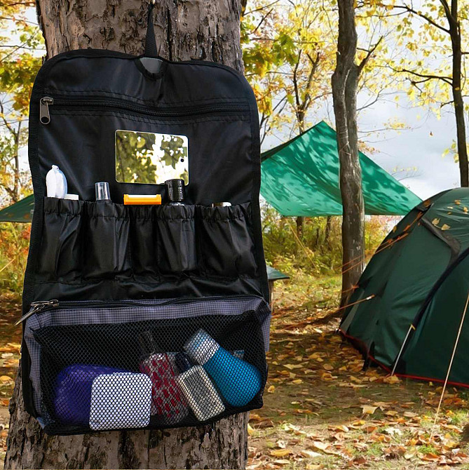 Дорожный несессер органайзер с крючком и зеркалом для косметики StarsUp ST-L (Серый) Сумы - изображение 5