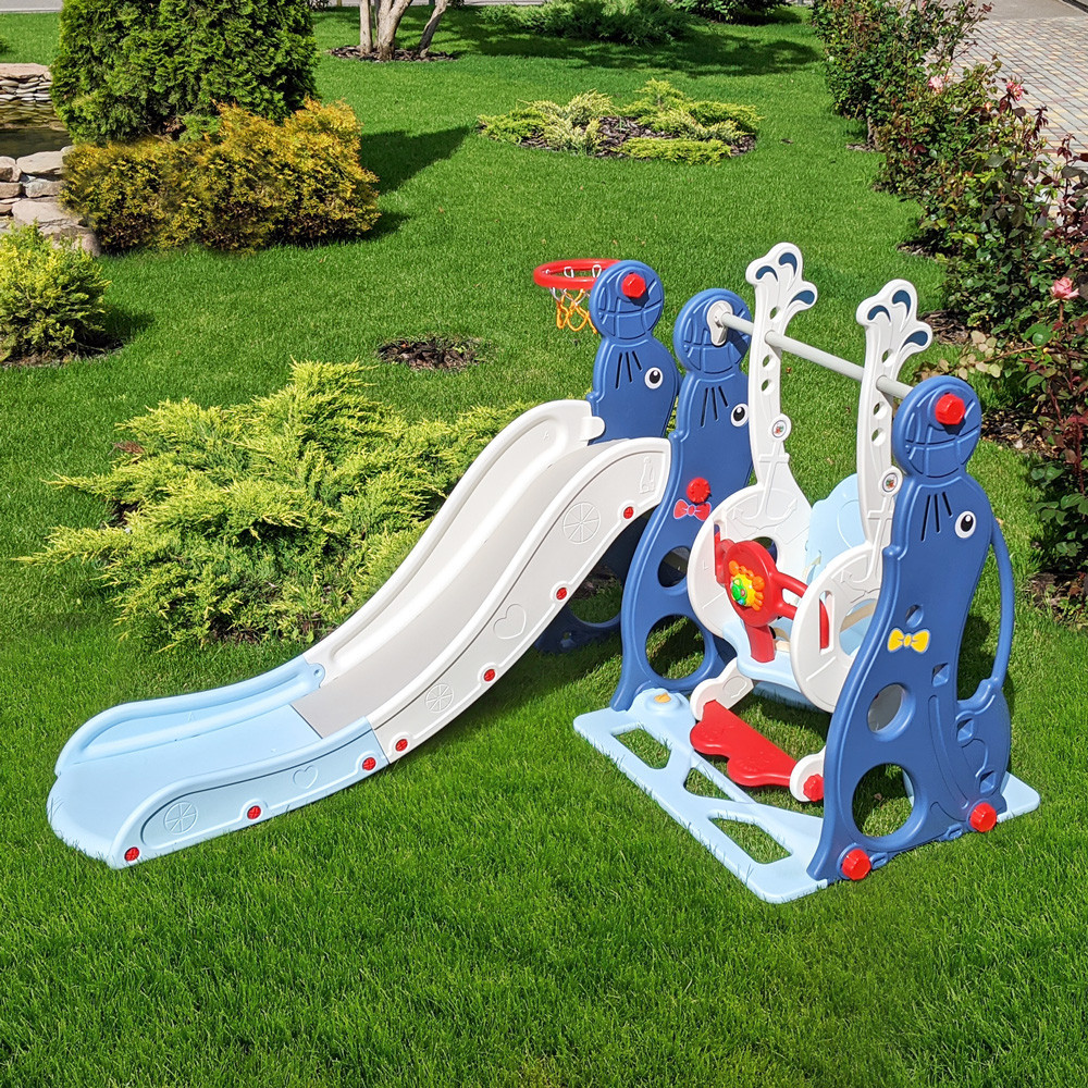 Детский игровой комплекс Bambi 3в1 (горка качеля баскетбол) (WM19020-4) для детей Киев - изображение 3