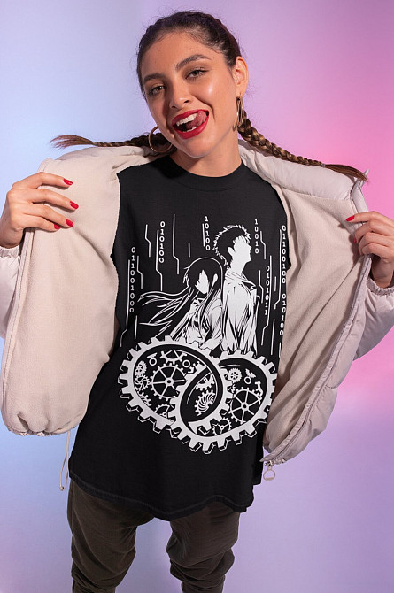 Футболка аниме Стеинс Гате Макисе Курису оверсайз (S/M/L) Черний AnimeJ0234 Днепр - изображение 2