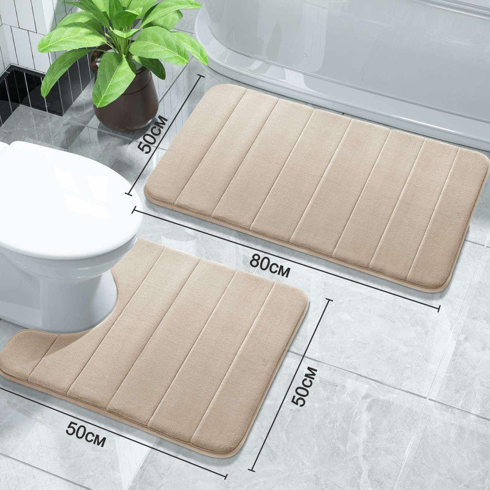 Набор 2 коврика для ванной Aquarius с эффектом памяти 50х80 см, U-образный 50х50 см Бежевый в полоску Буча - изображение 9