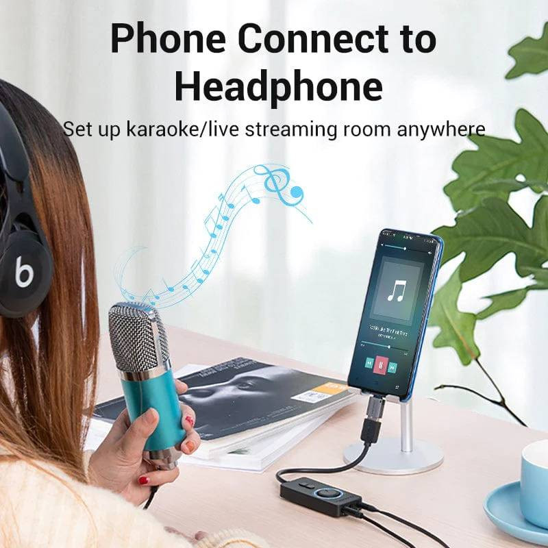 Звукова карта USB AUX jack, 3*TRS (Mic + Ear) 0.15m Volume Control чорна Винница - изображение 7