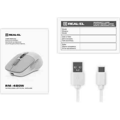 Мишка REAL-EL RM-480W Wireless/Bluetooth White (EL123200050) Вінниця