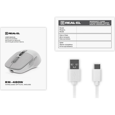 Мышка REAL-EL RM-480W Wireless/Bluetooth White (EL123200050) Винница - изображение 2