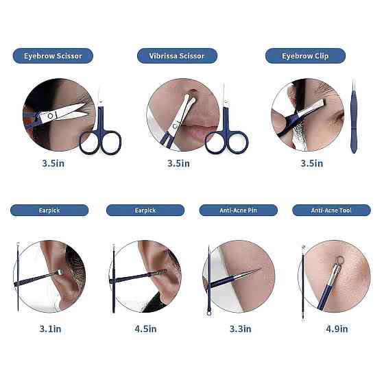 Манікюрно-педикюрний набір RESTEQ з інструментами для догляду за обличчям — 18 предметів у стильному синьому футлярі Київ