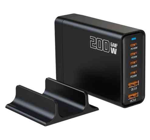 Сетевое зарядное устройство GaN YFY-IQ37 200W (1Type-C-100W+4Type-C-20W+3USBQC3.0-20W) Черный Винница
