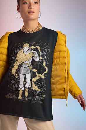 Футболка для мальчика аниме Лаиос Тоуден Дунгеон Месхи оверсайз (рост от 165 до 180 ) Черний AnimeJ1099m Днепр