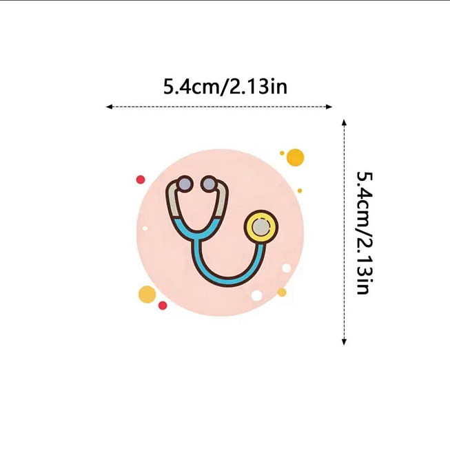 Набор наклеек со стетоскопами и сердцами, 50 шт Киев - изображение 4