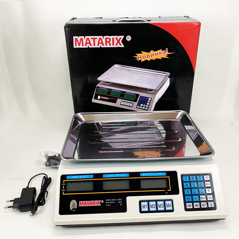 Ваги торгові 50 кг на стіл MATARIX MX-410A 50 кг Ваги електронні торгові до 55 PY-65 Івано-Франківськ - фото 8