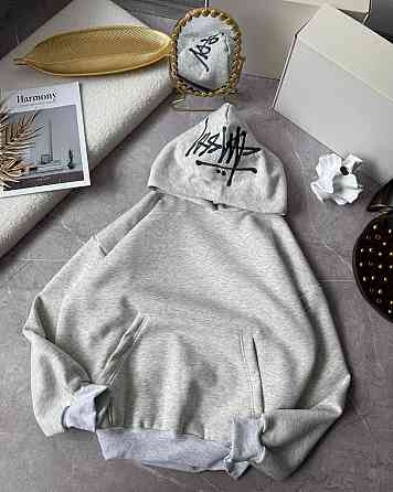Женское теплое оверсайз худи с капюшоном и карманом кенгуру турецкая трехнить на флисе Одесса
