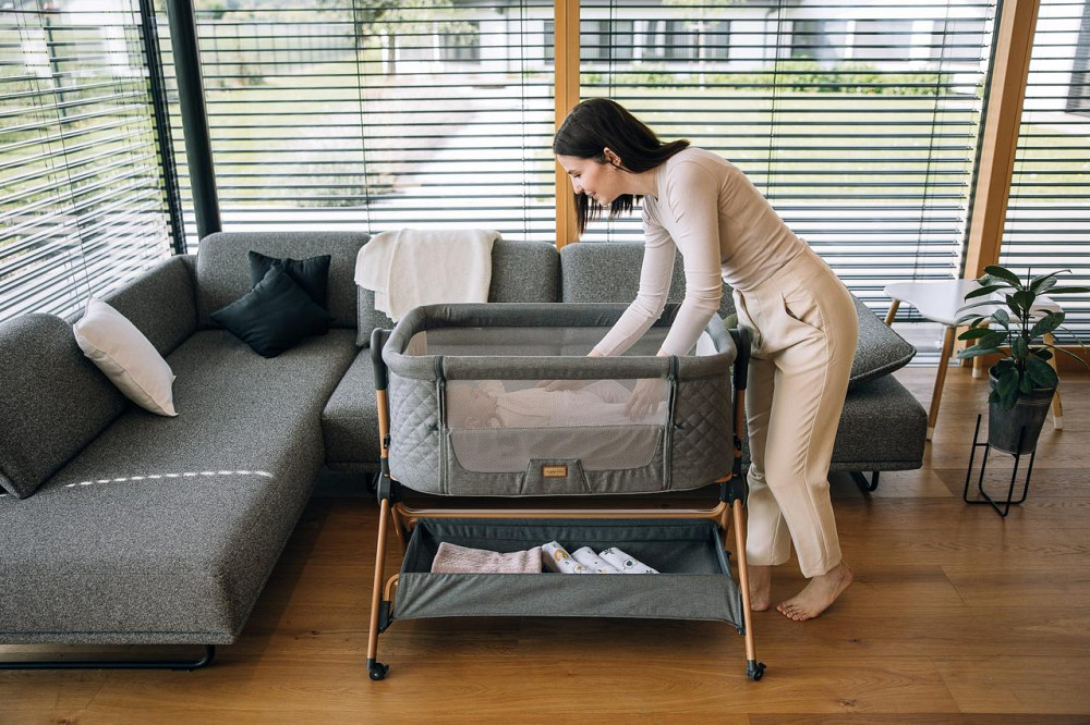 Приліжкове ліжечко та стільчик для дитини Nest & Feed 2 в 1 FreeON, grey Київ - фото 5