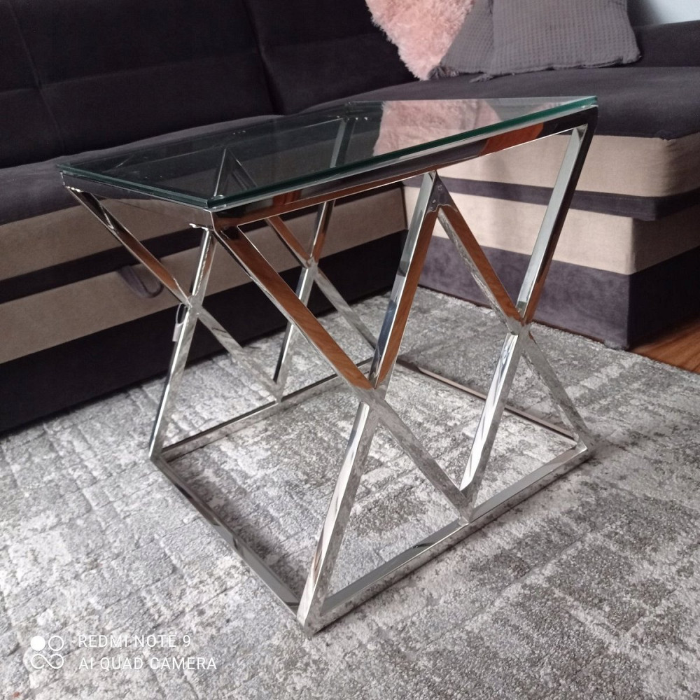 Журнальний столик ZEGNA B прозоре скло/срібло 55X55 Киев - изображение 7