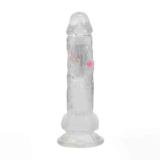 Фаллоимитатор с вибро LED Vibrating Straight Cock with Balls - 20 cm - Transparent Sex Aura Киев