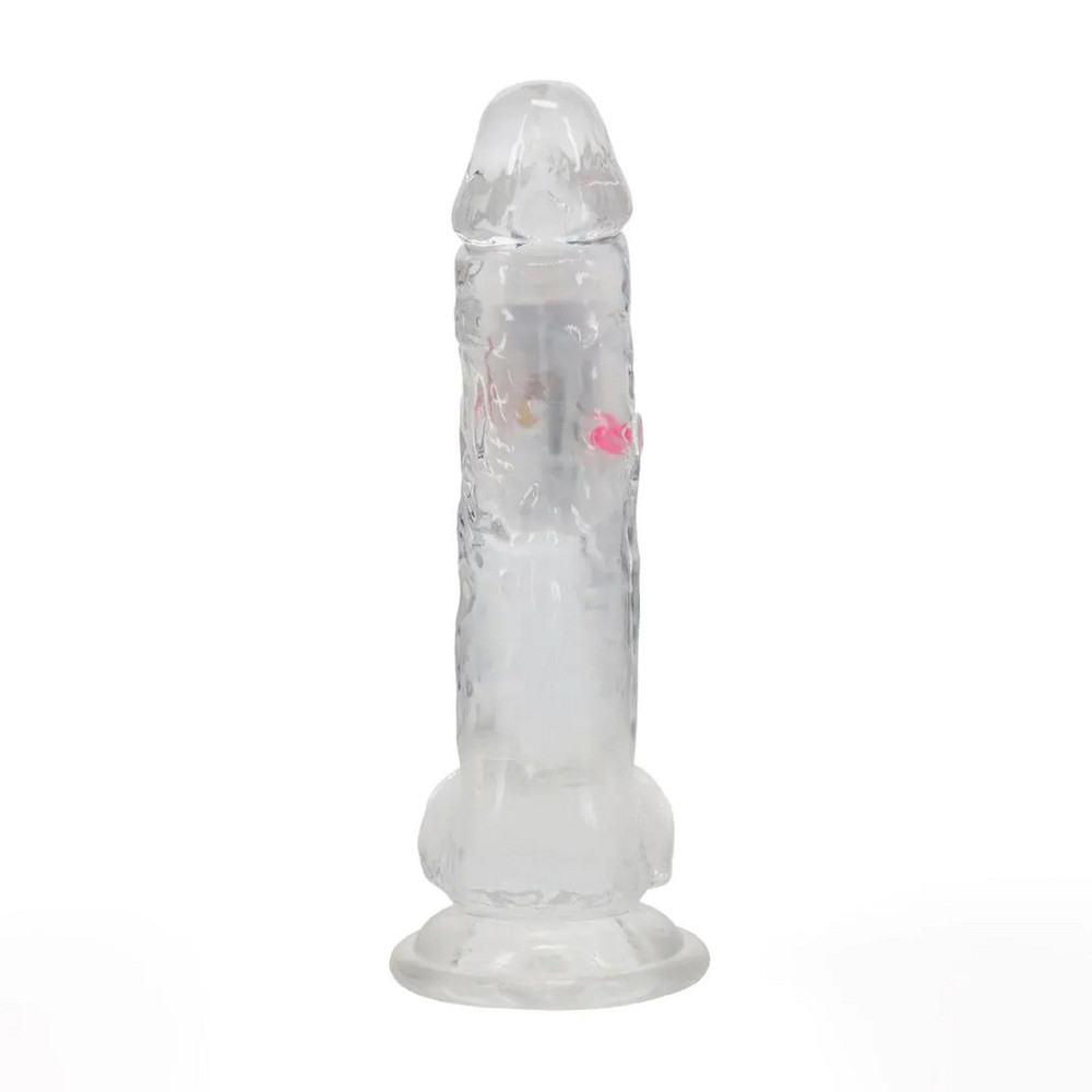 Фаллоимитатор с вибро LED Vibrating Straight Cock with Balls - 20 cm - Transparent Sex Aura Киев - изображение 3