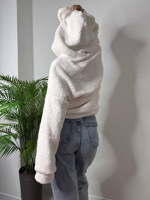 Женская теплая плюшевая худи с ушками турецкий мягкий мех Белый Одесса - изображение 7