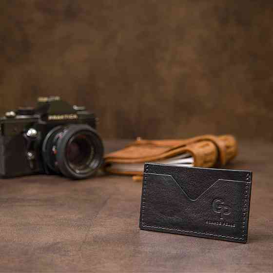 Маленький шкіряний картхолдер Чорний (GRANDE PELLE) Київ