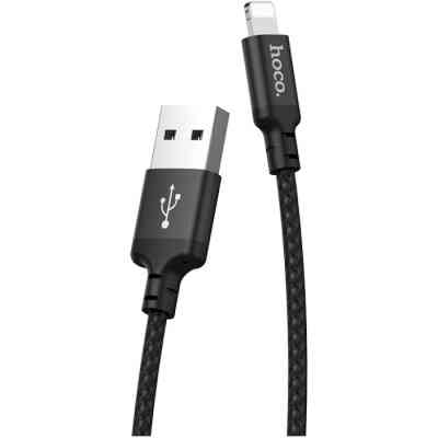 Дата кабель USB 2.0 AM to Lightning 1.0m 2A nylon X14 black HOCO (6957531062820) Вінниця