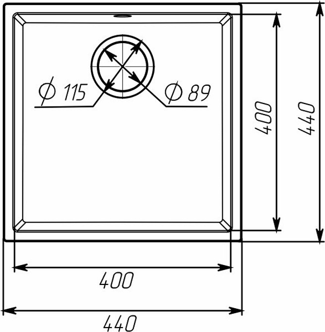 Гранітна мийка для кухні VALESO RUBA 4040 матова Темна скеля Коломыя - изображение 2