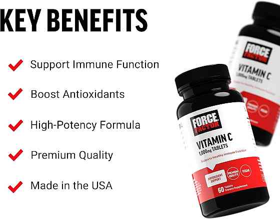 Витамин C Force Factor Vitamin C, 1,000 mg, 60 Tablets Луцк