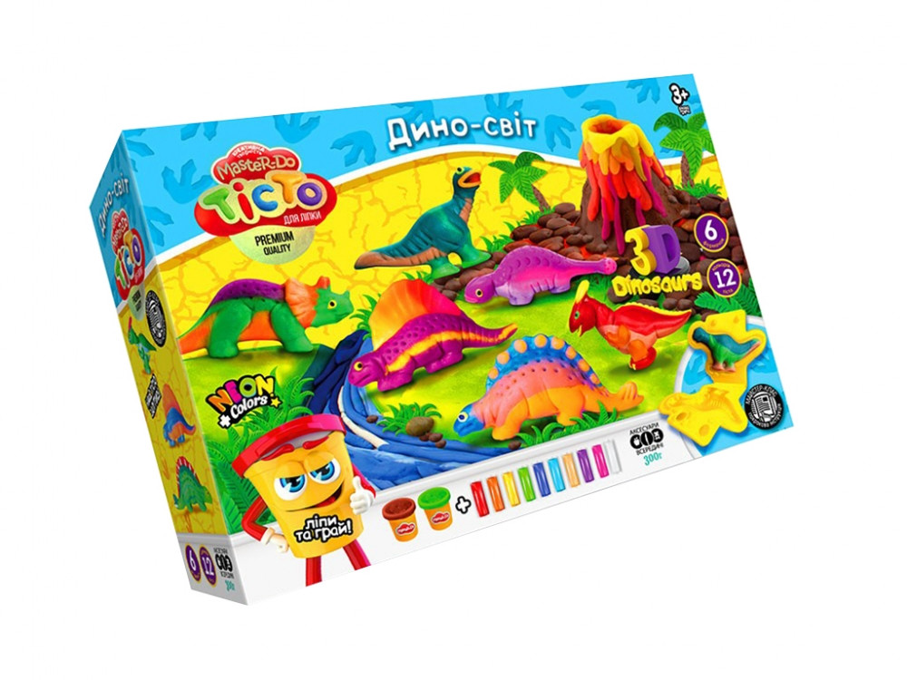 Тісто для ліпки Діно-світ 12 кольорів і 6 форм динозаврів Винница - изображение 1