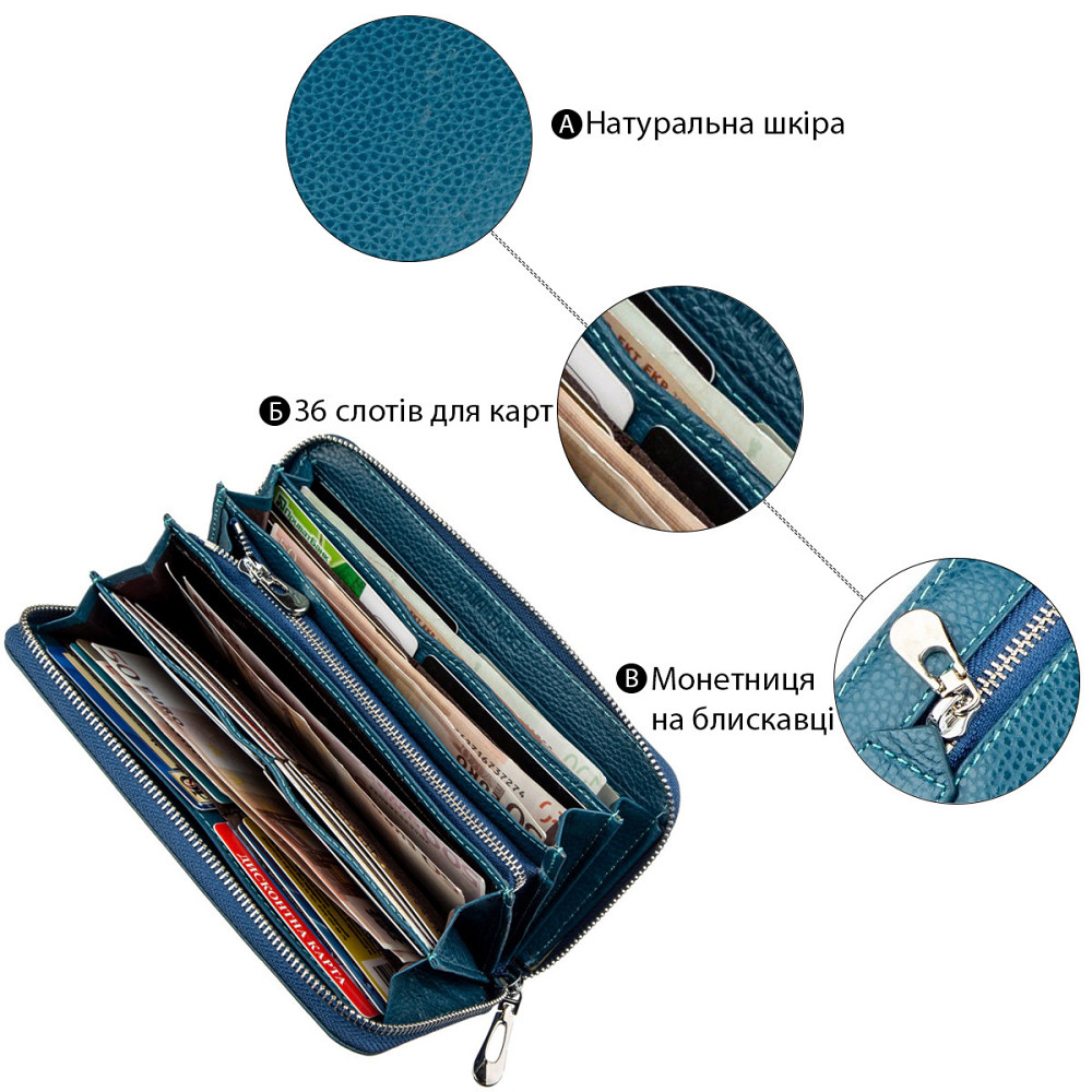 Жіночий клатч-візитниця ST Leather 18861 Блакитний Київ - фото 4