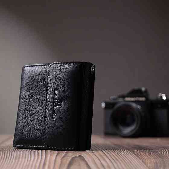 Жіночий гаманець середнього розміру із монетницею зовні із натуральної шкіри ST Leather 22719 Чорний Київ