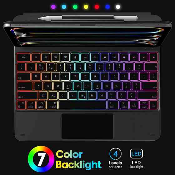 OMOTON Bluetooth клавиатура-чехол для iPad Pro 13 M4 2024 с трекпадом подсветка USB-C UK layout черный Киев