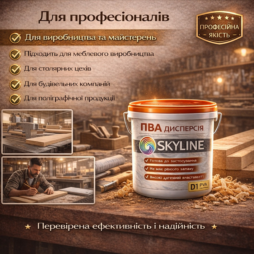 Клеєва дисперсія ПВА пластифікована SkyLine 5 кг універсальна, готова до застосування для дерева та будівельних сумішей Харків - фото 8
