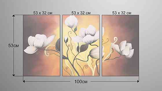 Модульна картина Абстракція Магнолія (53х100см) Аrt-234_3А Київ