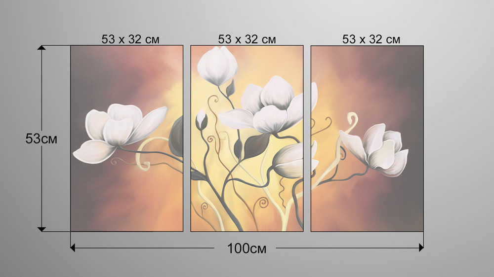 Модульна картина Абстракція Магнолія (53х100см) Аrt-234_3А Київ - фото 3