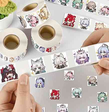 Наклейки Honkai: Star Rail у рулоні 500 шт, 14 дизайнів, чібі-персонажі, самоклейні Київ